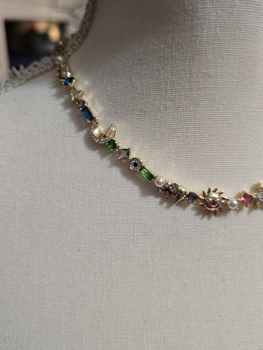 Gold Multicolor Celestial Charm Necklace for Women - Picture 2 of 5